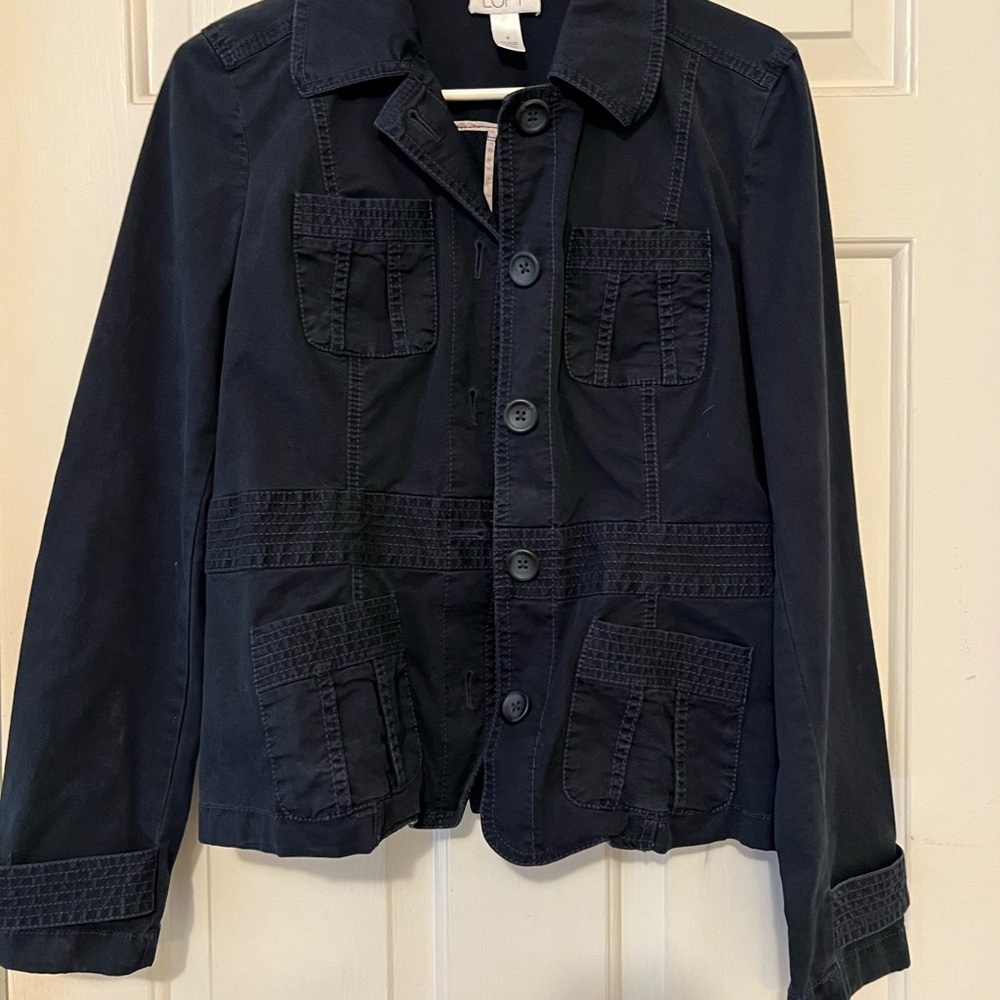 LOFT Midnight Blue Cotton Blend Jacket